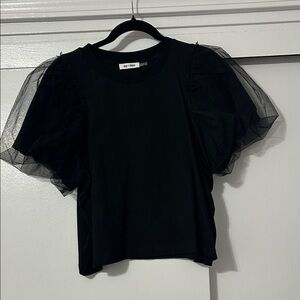 Elegant Black Sheer Sleeve Blouse